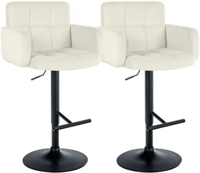 Imagen del producto de Taburete de bar con tapizado de terciopelo, metálico, con altura ajustable, giratorio, con reposapiés, acolchado, estructura estable de cuatro patas y diseño moderno, ideal para barras