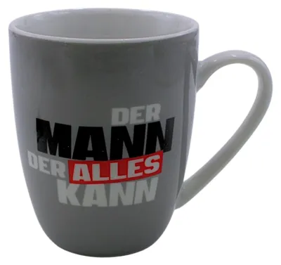 Porzellan-Kaffeetasse, Motiv: Der Mann, der alles kann, 250 ml
