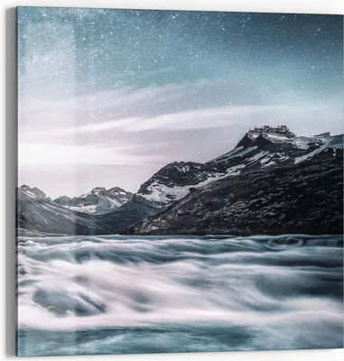 Produktbild von DEQORI Glasbild Echtglas 30x30 cm 'Fluss der Sterne' Wandbild Bild modern Deko