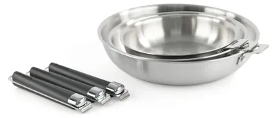 Image de Ensemble de 3 casseroles en acier inoxydable avec poignées amovibles