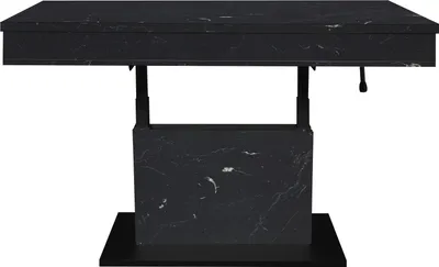 Produktbild von Couchtisch >Lift< verstellbar, keramik optik schwarz / schwarz - 110x58/77x60cm (BxHxT)