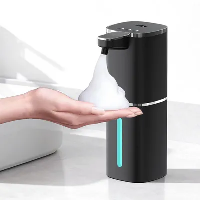 Produktbild von Seifenspender Automatisch 400ml Schaumspender mit Sensor, 9-Stufig Einstellbar, Display, USB Wiederaufladbar, Schwarz