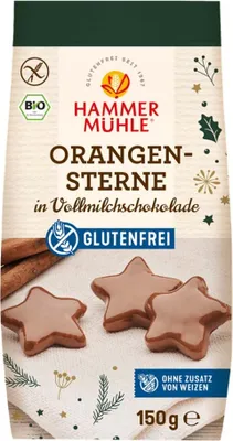 Produktbild von Hammermühle Orangensterne in Zimtschokolade  150g
