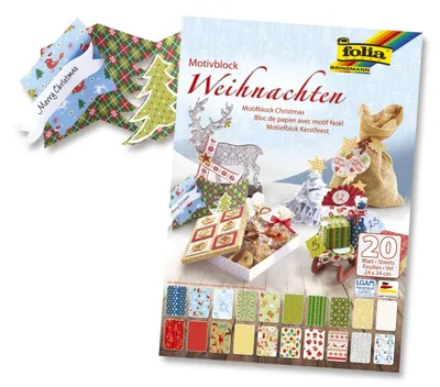 Obrázok produktu pre FOLIA 47249 Folia craft block Christmas design III - 20 listov, 24 x 34 cm, rôzne