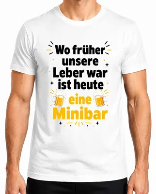Imagen del producto de Donde antes estaba nuestro hígado, ahora hay una camiseta para hombre de color blanco, talla M, con un diseño que representa una minibar, cerveza y alcohol