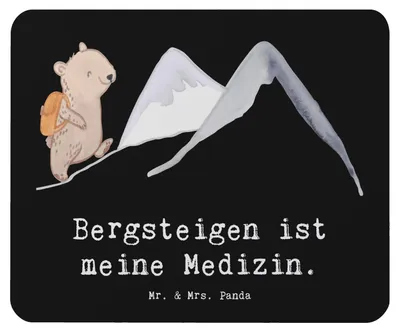 Produktbild von Mr. & Mrs. Panda Mauspad Bär Bergsteigen - Schwarz - Geschenk, Alpinismus, mousematte, Trekking, Alpinwandern, Mouse Pad, pc, Sport, Mousepad, Wandern, laptop, Bergsport