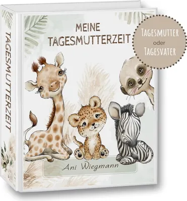 Produktbild von Kindergarten Ordner personalisiert mit Namen und Wunschtext SafaroSafari Tiere- Meine Kindergartenzeit Kindergartenordner Sammelordner Junge Mädchen