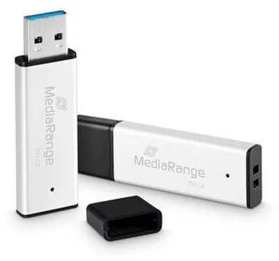 Zdjęcie produktu dla MediaRange MR1903, 256 GB, USB Typu-A, 3.2 Gen 1 (3.1 Gen 1), 220 MB/s, Pokrywka, Czarny, Srebrny