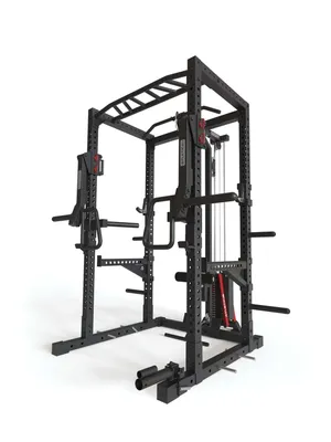 Produktbild von ATLETICA R7-Stryker Power Rack | 200 cm Höhe | Mit Jammer und Spotter Arme, Dip-Station, J-Hooks, Landmine, Weight Pins, Band Pegs