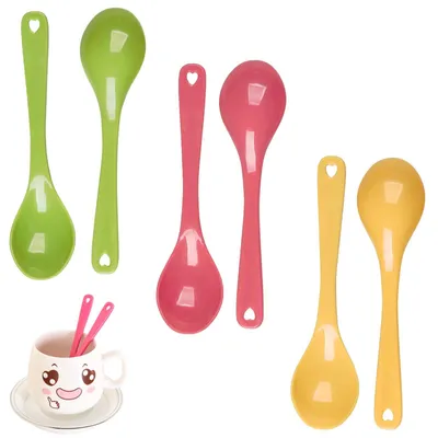 24 PP-Kunststofflöffel, 11,5 cm, bunt, mit Herzloch