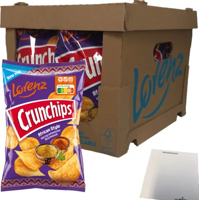 Produktbild von Lorenz Chips Crunchips African Style Kartoffelchips 10er Pack (10x150g Packung) + usy Block