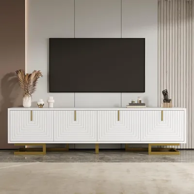 Immagine prodotto di Mobile TV bianco con dettagli dorati, dimensioni 160x38x44,5 cm
