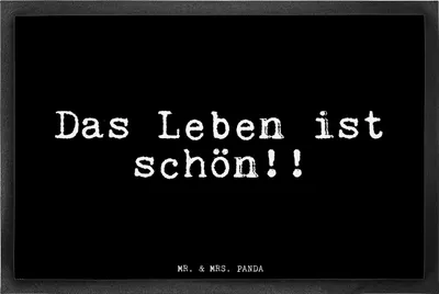 Produktbild von Mr. & Mrs. Panda Abtreter Das Leben ist schön!!... 40 x 60 cm - Schwarz - Geschenk, Motivation, Schmutzfangmatte, Schmutzmatte, Spruch, fußmatte, Bodenvorleger, Sprüche