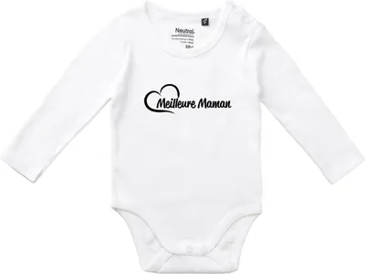 Produktbild von Huuraa Baby Body Meilleure Maman Cœur 62 White  Baumwolle Fairtrade Langarmbody Geschenkidee