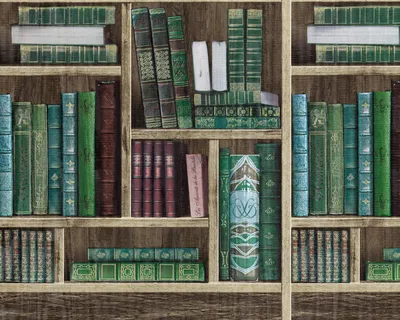 Produktbild von EDEM 81155BR28 Grafik Tapete Bücher matt braun smaragd-grün wein-rot 10,65 m2