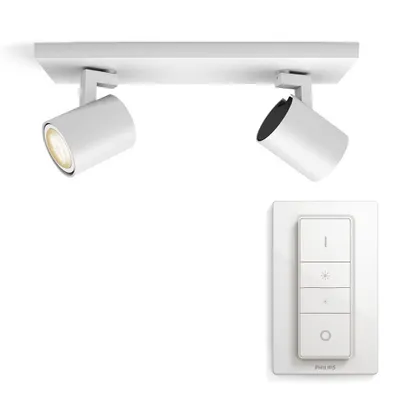 Produktbild von Philips LED Deckenstrahler Hue White Ambiance Weiß 2 x 5,5W GU10 700lm 2200-6500K Dimmbar App Amazon Alexa mit Dimmschalter