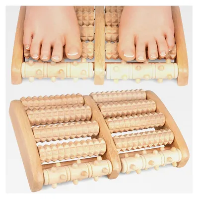 Produktbild von Fußmassageroller aus Holz – Massagegerät für Fußreflexzonen – Gegen Plantarfasziitis und Fußschmerzen – Für Senioren und Sportler
