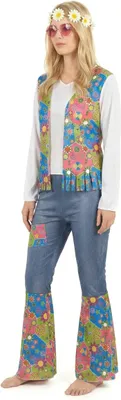 Immagine prodotto di Costume hippie da donna Flowerpower bianco-blu - S