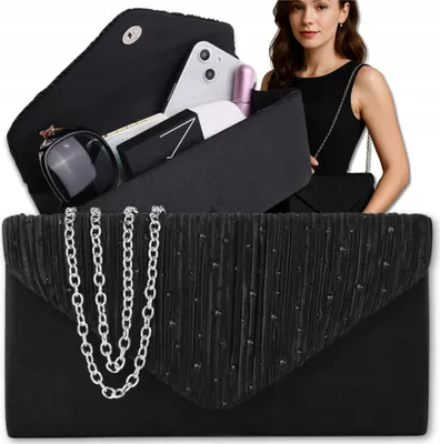 Produktbild von EDIBAZZAR | Schwarze Clutch, glänzend, formelle kleine Abendtasche für Damen