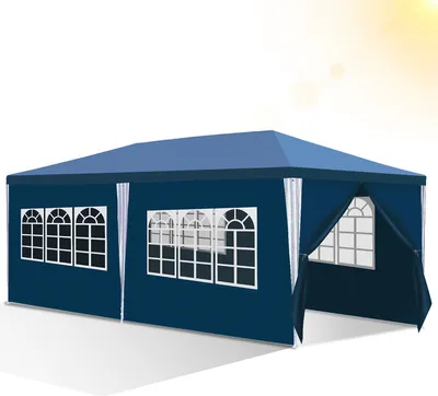 Produktbild von Pavillon Wasserdicht – Terrassenpavillon mit Verbolzung, perfektes Gartenzelt für Partys Blau 3x6m