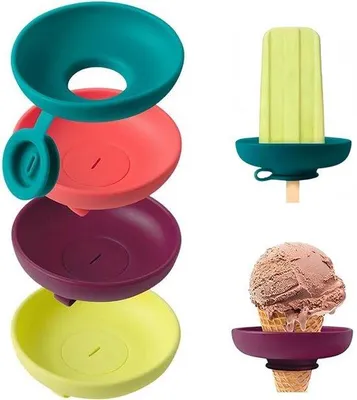 Produktbild von Kinder Eisbehälter - 4 Stück - Eisbehälter mit Aufbewahrungsbeutel - Verhindert Tropfen - Eisbehälter für Sommer und Geburtstagsfeiern