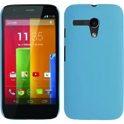 Produktbild von PhoneNatic Case kompatibel mit Motorola Moto G - Hülle hellblau gummiert Hard-case + 2 Schutzfolien