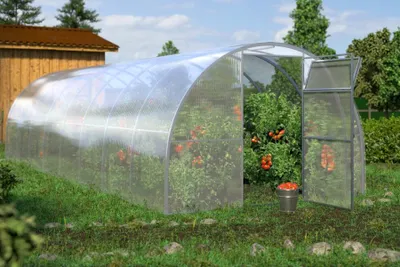 Produktbild von Gewächshaus „Optima“ 2.5x10m aus Stahl, mit 4mm Polycarbonat