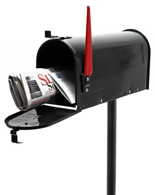 Amerikanische Briefkasten US Mailbox, schwarz, mit Standfuß