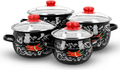 Produktbild von Kuketo | Topfset Spicy - 8-teilig - Schwarz - Induktionsgeeignet - Hygienisch und Modern