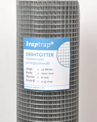 Produktbild von Kraptrap® engmaschiger Volierendraht 6x6 – 25m x 1m Drahtgitter als Hochbeetgitter oder als Schutz vor Wühlmäusen und Spitzmäusen 6x6 Mäusedraht