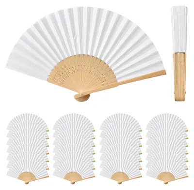 Produktbild von Set aus 30 Weißen Handfächern für Hochzeiten und Partys
