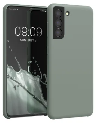Produktbild von kwmobile Handyhülle für Samsung Galaxy S21 Hülle - Case Silikon - Kabelloses Laden - Schutzhülle Cover in Rainwashed Grün