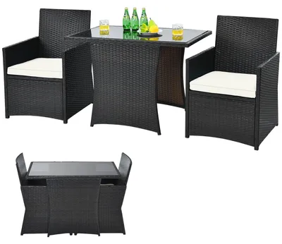Obrázek produktu pro Sada zahradního nábytku z polyratanu (3 kusy) – bistro sada – relaxační sada – sada nábytku do zahrady – sada nábytku na balkon – úsporný design