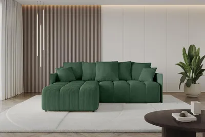 Produktbild von ALTDECOR Ecksofa mit Schlaffunktion und Bettkasten LONLI-L 251x189x68 cm Grün - Corner Sofa Bett Eckcouch Couch L-Form Schlafcouch Ausziehbar Wohnlandschaft Schlafsofa Cauchsofa