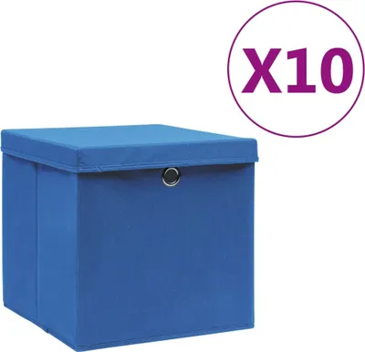 Obrázek produktu pro Úložné boxy s víky 10 ks 28 x 28 x 28 cm modré