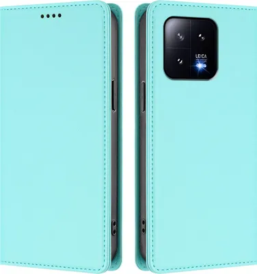 Obrázek produktu pro Kožené pouzdro pro Xiaomi 13, magnetické flipové pouzdro zPolyuretankůže se stojánkem Mátově zelená