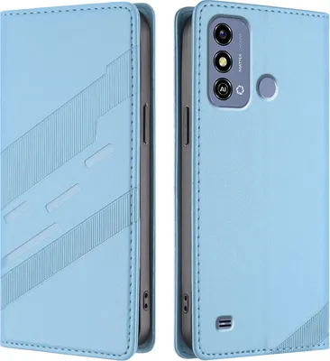 Obrázek produktu pro Pouzdro pro ZTE Blade A53 5G,Polyuretankožené peněženkové pouzdro s přihrádkou na karty a funkcí stojánku Hellblau
