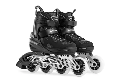 Immagine prodotto di Pattini in linea Blackwheels Flex Pro Nero pattini a rotelle regolabili in 4 misure 34-37