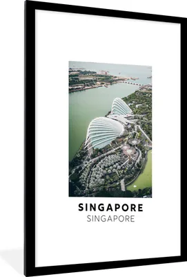 Produktbild von MuchoWow® Gerahmtes Poster Singapur - Architektur - Wasser 60x90 cm - Poster mit Schwarzem Bilderrahmen Wandposter Rahmen Foto Bilder - Dekoration - Wandposter Wohnzimmer - Hochwertig