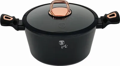 Zdjęcie produktu dla BERLINGERHAUS garnek z pokrywką z marmurową powierzchnią 24 cm Black Rose Collection BH-8165