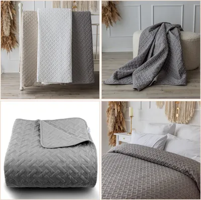 Produktbild von Tagesdecke 200x220 Grau Sofaüberwurf Bettüberwurf Couch Überwurf Steppdecke Tagesdecken Bett Sofa Überwurf Quilt Throw Blanket Decke