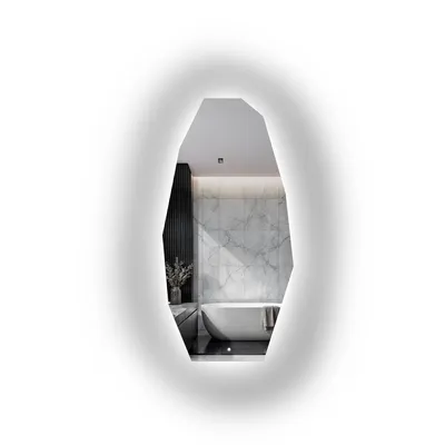 Image de Alfaram Miroir mural organique PIRYT LED 75 x 150 , de forme irrégulière, pour la salle de bains ou le salon, Image générée par une IA