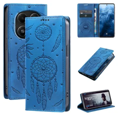 Produktbild von Handyhülle für Xiaomi Redmi Note 15 / 15 5G RFID Schutz Klapphülle Case Cover Blumen Design Traumfänger Schutzhülle Farbe: Blau