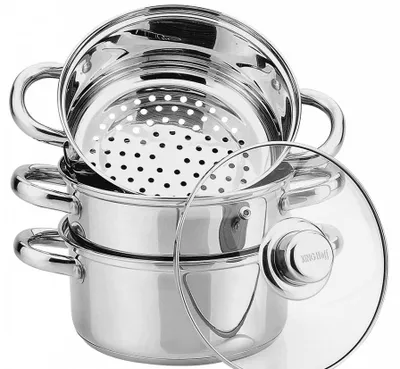 Produktbild von Kinghoff Dampfgar-Topf Set Stahl 22cm Induktion 4L
