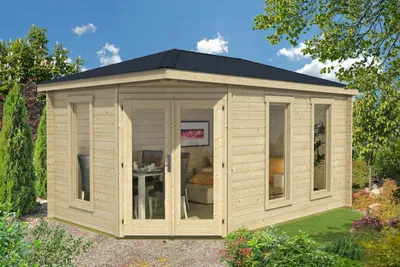 Produktbild von Alpholz 5-Eck Gartenhaus Modell Lido-40 aus Holz Holzhaus, 40 mm Wandstärke, Blockbohlenhaus - Mit Schutz-Imprägnierung