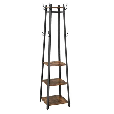 Produktbild von Garderobenständer - Industrie-Look - 8 Haken - 45x181x45 cm - vintage braun