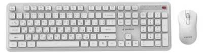 Imagen del producto de Gembird KBS-WPS-01-W-CYRL, Tamaño completo (100%), Inalámbrico, Tecnología inalámbrica RF, Teclado QWERTY, Blanco, Incluye ratón