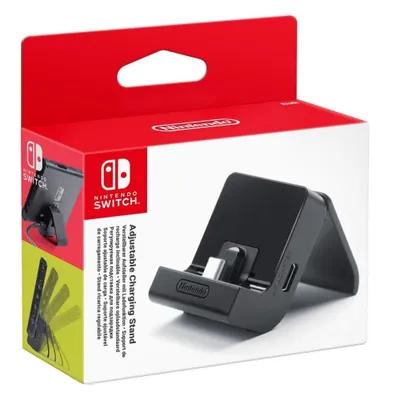 Produktbild von Nintendo Ladesystem verstellbar für Nintendo Switch, Schwarz, ergonomisch, Multiplayer-Tisch-Modus, glänzend/matt