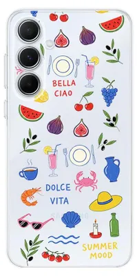 Produktbild von Flexible Hülle für das Samsung Galaxy A55, Kameraschutz, TPU Silikon transparent, Sommeraromen