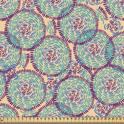 Produktbild von ABAKUHAUS afrikanisch Gewebe als Meterware, Ethnische Bohemian Kreise traditionelle Art Groovy Folk Design Muster, 10 M (148 x 1000 cm), Lila Peach Turquoise